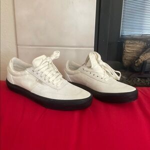 Vans White Low-Top Sneakers with Black Soles